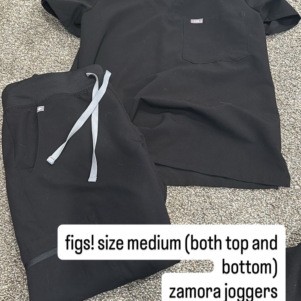 Figs Black Zamora Joggers with Light Gray Accents